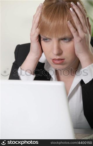 Woman having problems with computer