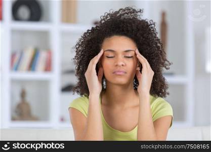 woman headache or anxiety attack crisis