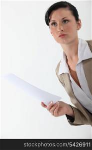 Woman holding a document