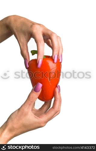 Woman holding a pepper