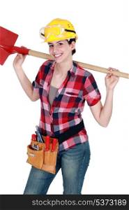 Woman holding a shovel