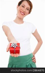 Woman Holding a Small Gift