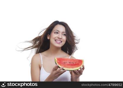 Woman holding a watermelon