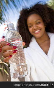 Woman Holding Bottle of Water