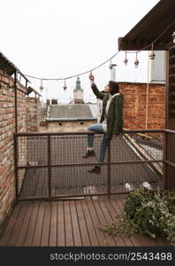 woman holding bulb outdoors