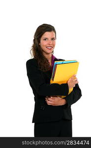 Woman holding folders