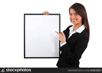 woman holding frame