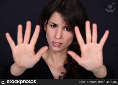 Woman holding her palms up