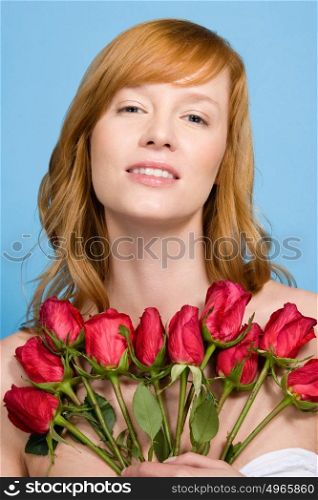 Woman holding roses