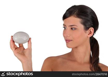 Woman holding soap bar