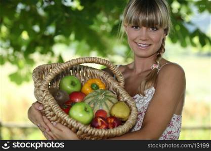 Woman holding wicker basket