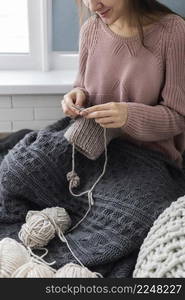 woman home knitting close up 10. woman home knitting close up 9