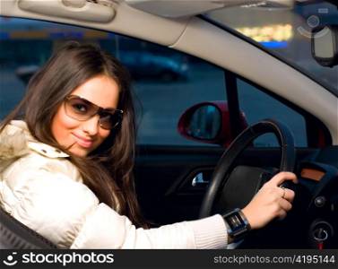 woman in a car