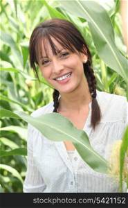 Woman in a maize field