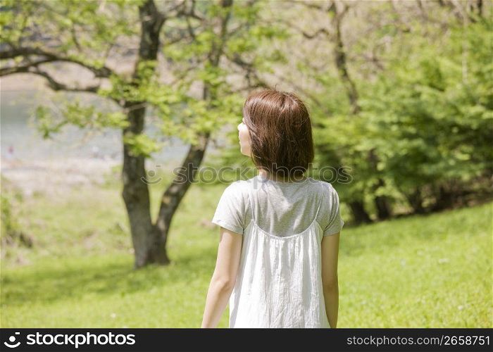 woman in a park