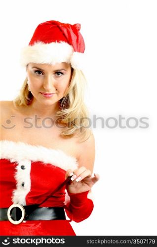 Woman in a Santa outfit
