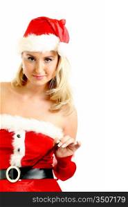 Woman in a Santa outfit