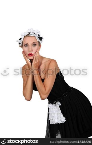 Woman in a saucy French maid&acute;s outfit