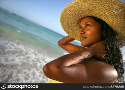 Woman in a straw hat