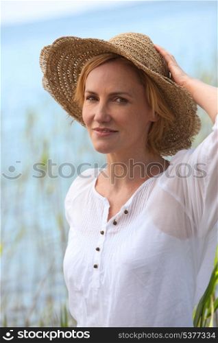 Woman in a straw hat