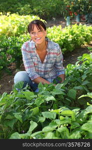 Woman in a vegetable patch