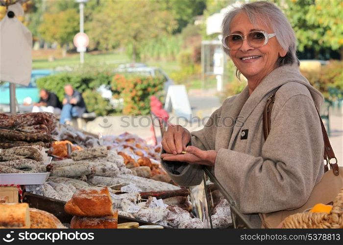 Woman in an open-air market