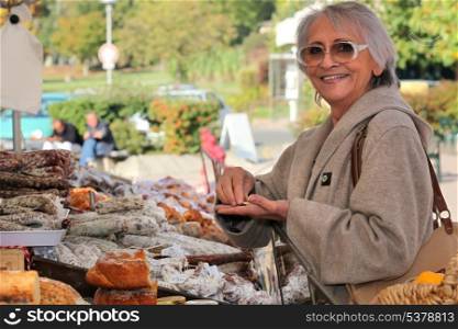 Woman in an open-air market