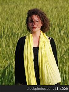 Woman in barley field