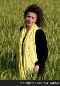 Woman in barley field