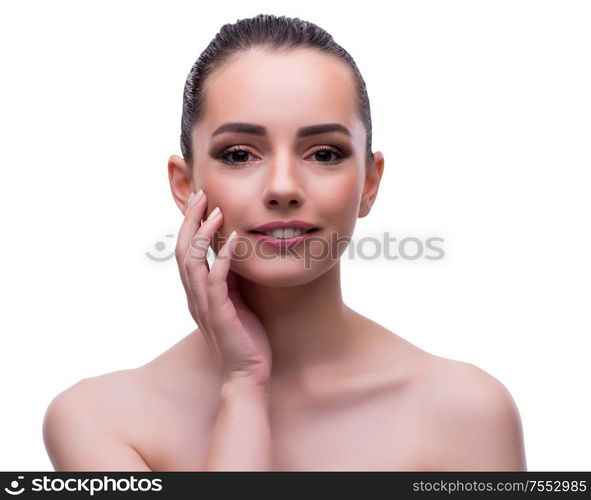 Woman in beauty spa concept isol. Woman in beauty spa concept isolated on white