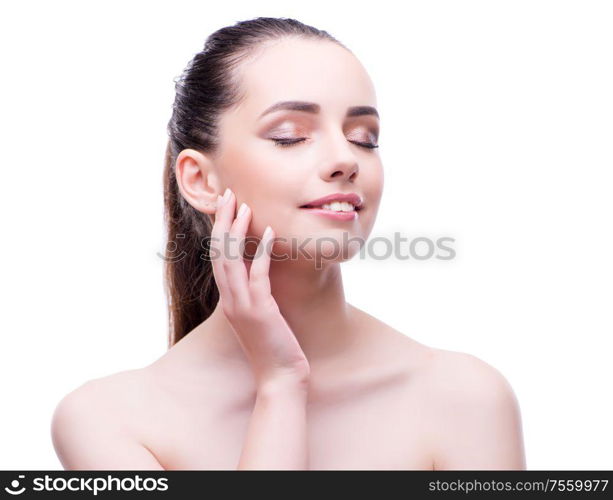 Woman in beauty spa concept isol. Woman in beauty spa concept isolated on white