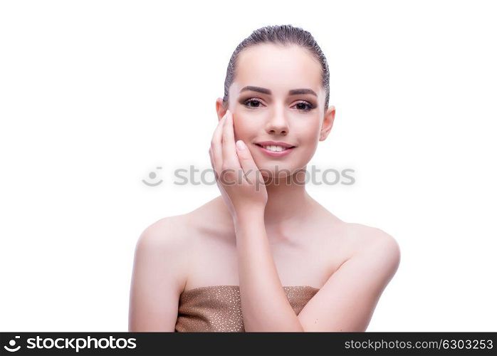 Woman in beauty spa concept isolated on white. Woman in beauty spa concept isol