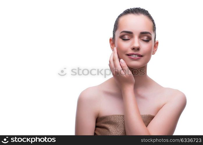 Woman in beauty spa concept isolated on white. Woman in beauty spa concept isol