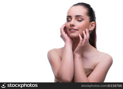 Woman in beauty spa concept isolated on white. Woman in beauty spa concept isol