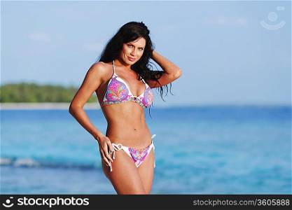 Woman in bikini on beach
