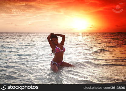 Woman in bikini on beach