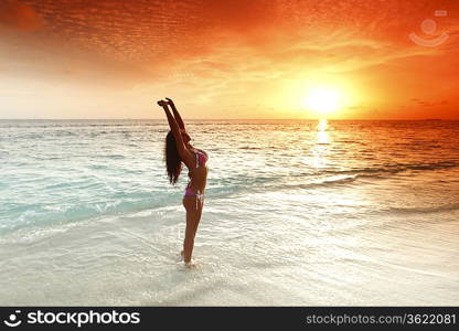 Woman in bikini on beach