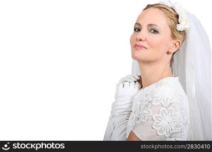 woman in bride costume