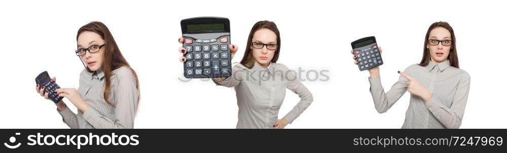 Woman in business concept isolated on white