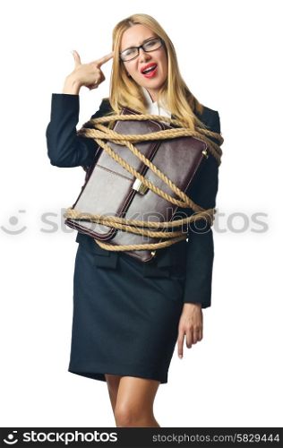 Woman in business concept on white