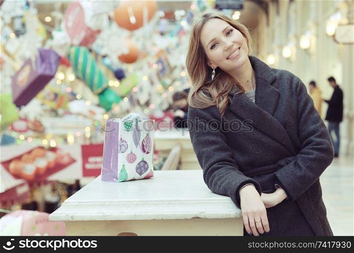 woman in Christmas style portrait of urban