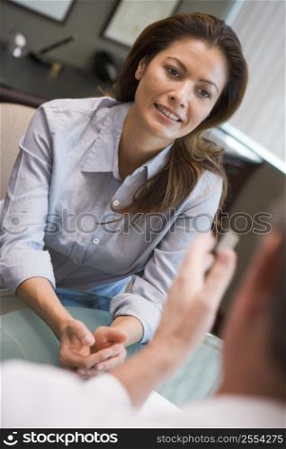 Woman in consultation at IVF clinic (selective focus)