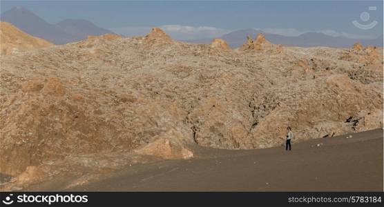 Woman in desert, Valle de la Luna, San Pedro de Atacama, El Loa Province, Antofagasta Region, Chile