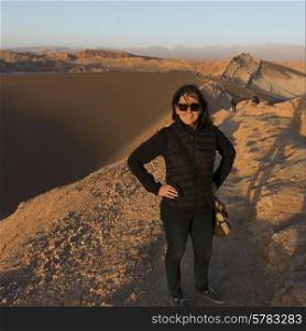 Woman in desert, Valle de la Luna, San Pedro de Atacama, El Loa Province, Antofagasta Region, Chile