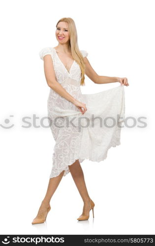 Woman in dress in fashion dress isolated on white