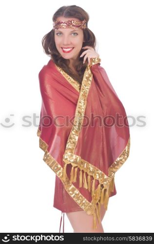 Woman in eastern dress isolated on white