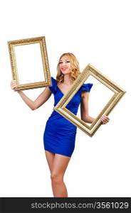 Woman in fashion clothing with photo frame