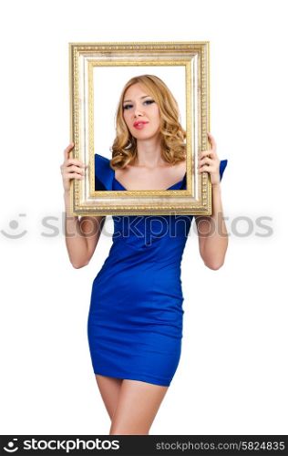 Woman in fashion clothing with photo frame
