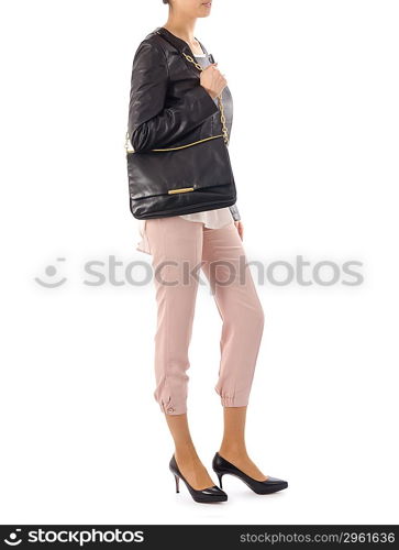 Woman in fashion concept on white