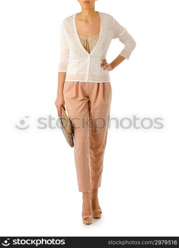 Woman in fashion concept on white